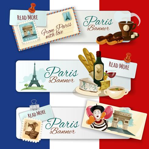 Banners Turisticos de Paris vetor