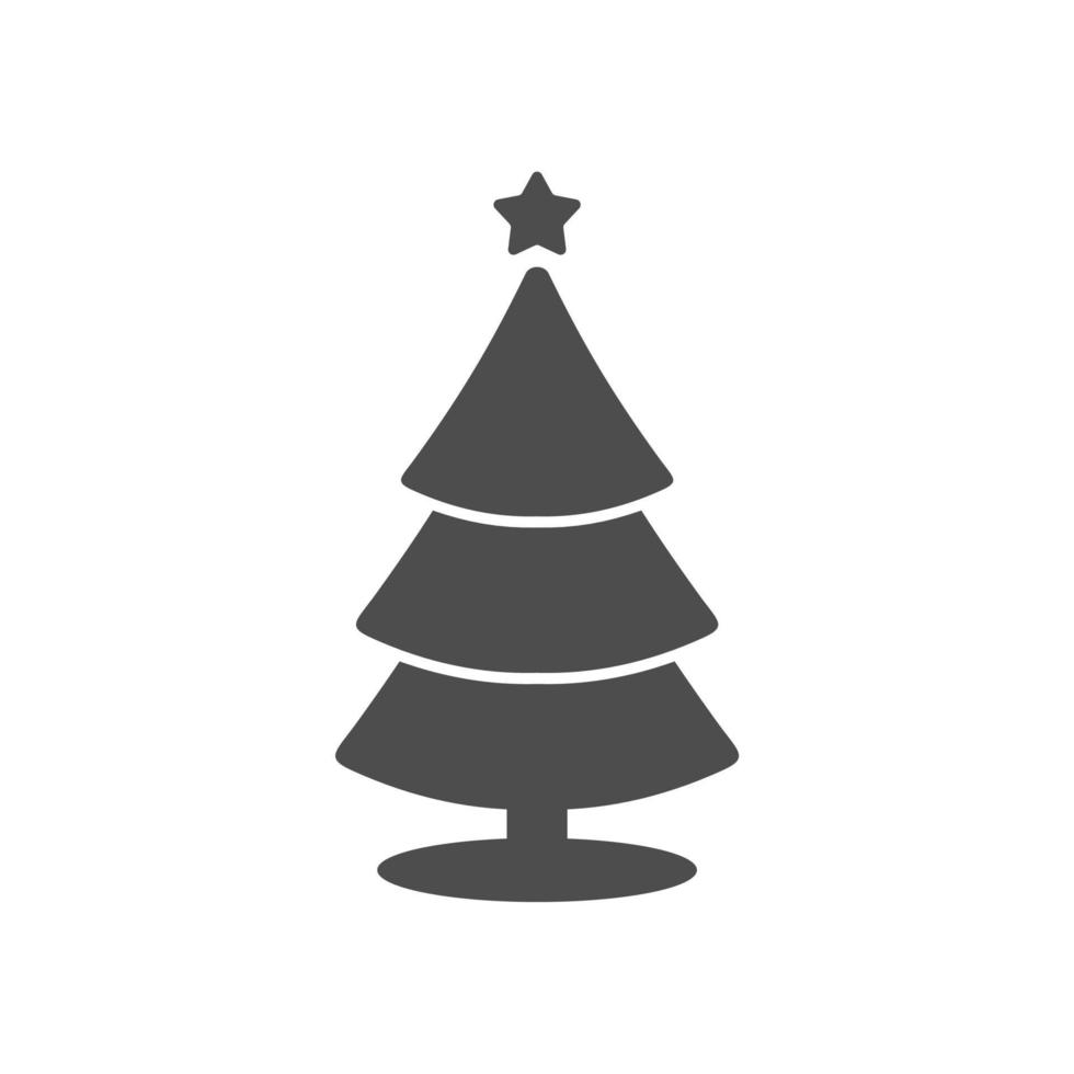ícone de árvore de natal simples em fundo branco vetor