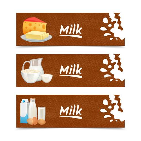 Banners de produtos lácteos vetor