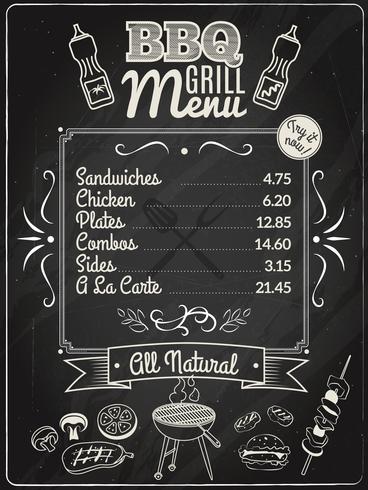 Grill Menu quadro de giz vetor