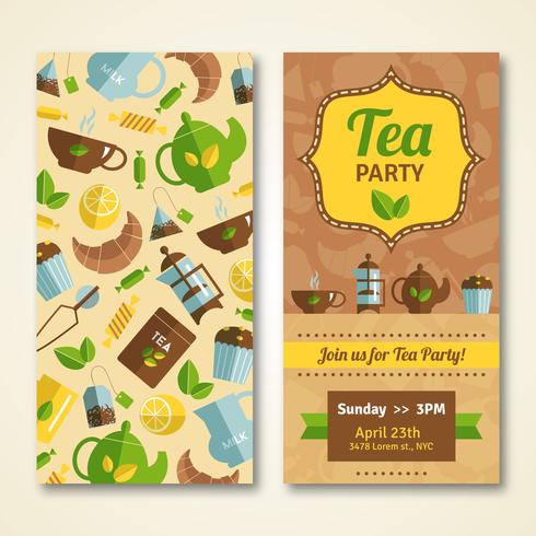 Banners verticais de anúncio de festa do chá 2 vetor