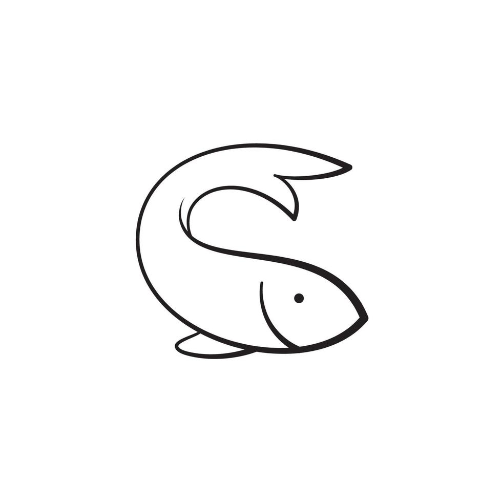ícone de linha de peixe, ilustração vetorial de peixe abstrato vetor