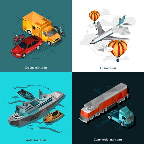 Transporte Low Polygonal Icons Set vetor