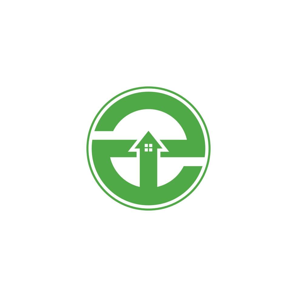 letra e vetor do logotipo da casa eco verde