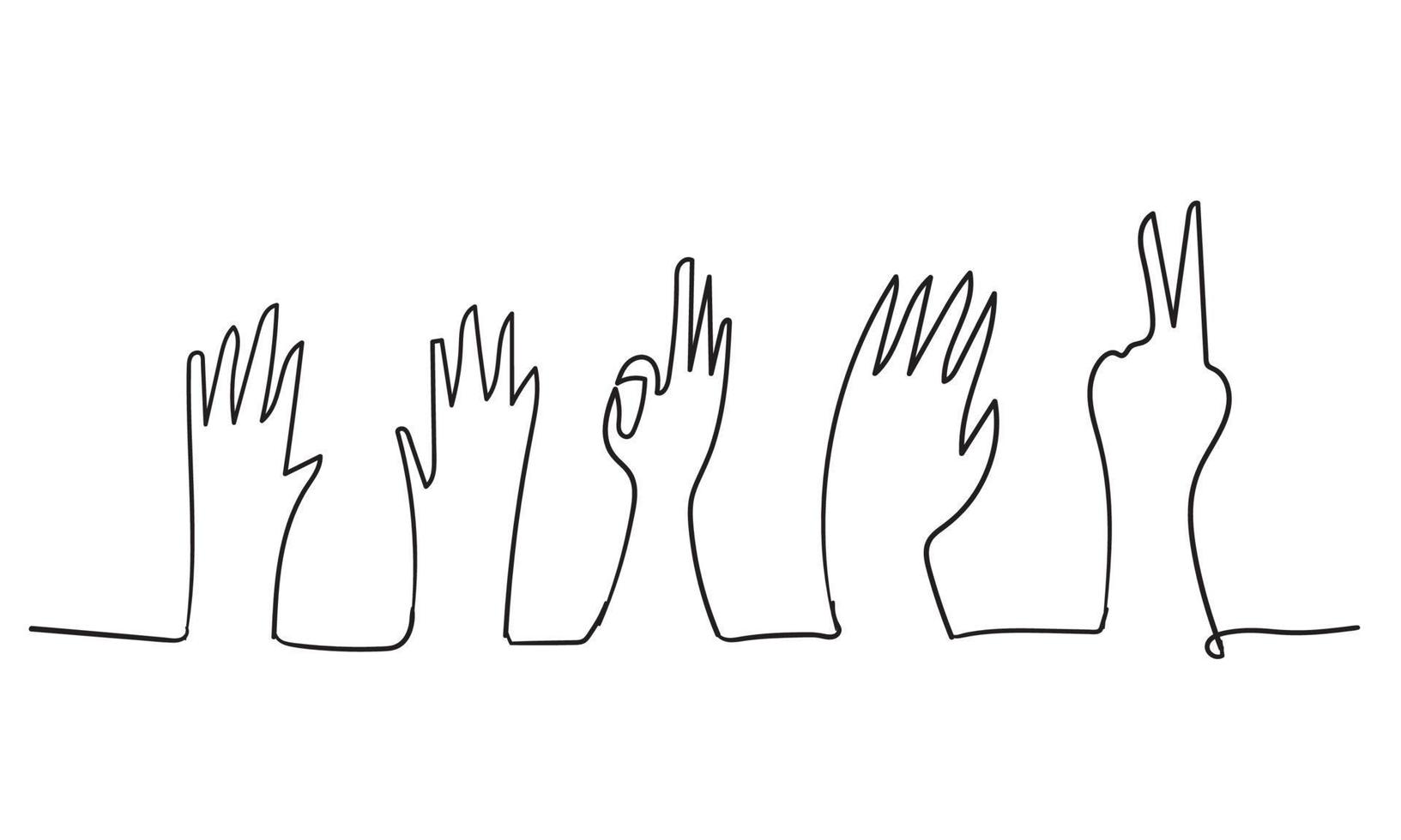 ilustração de gesto de aplauso de mão doodle em linha contínua vetor