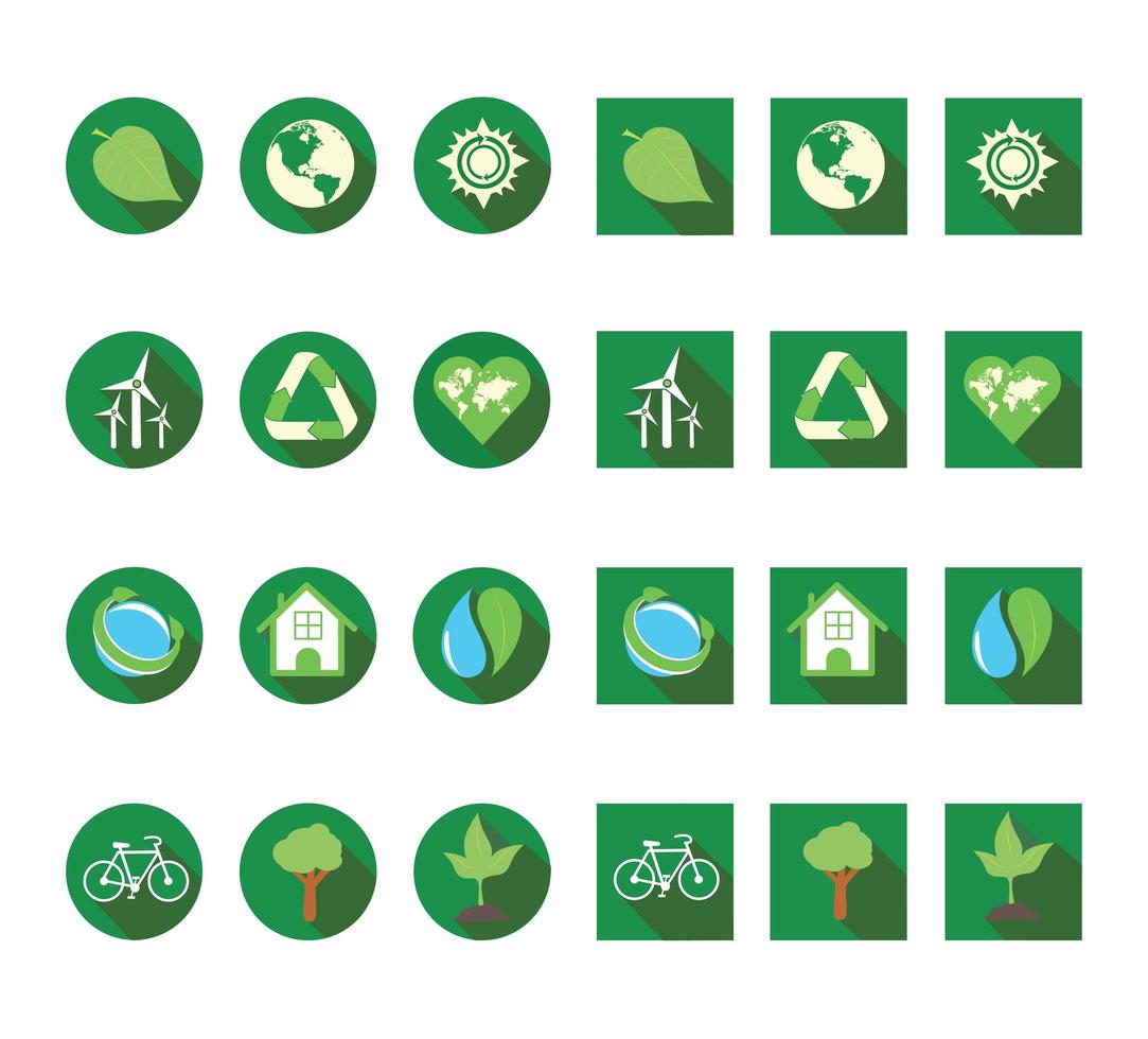 conjunto de ícones de vetor de energia limpa e renovável