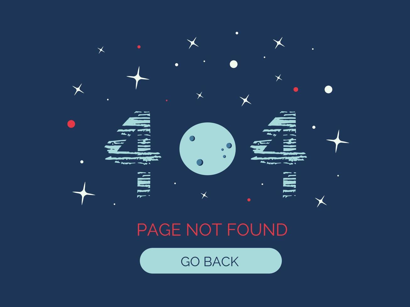 Página de erro 404 não encontrada. conceito de site com números de textura, lua e estrelas. ilustração vetorial plana sobre fundo azul vetor