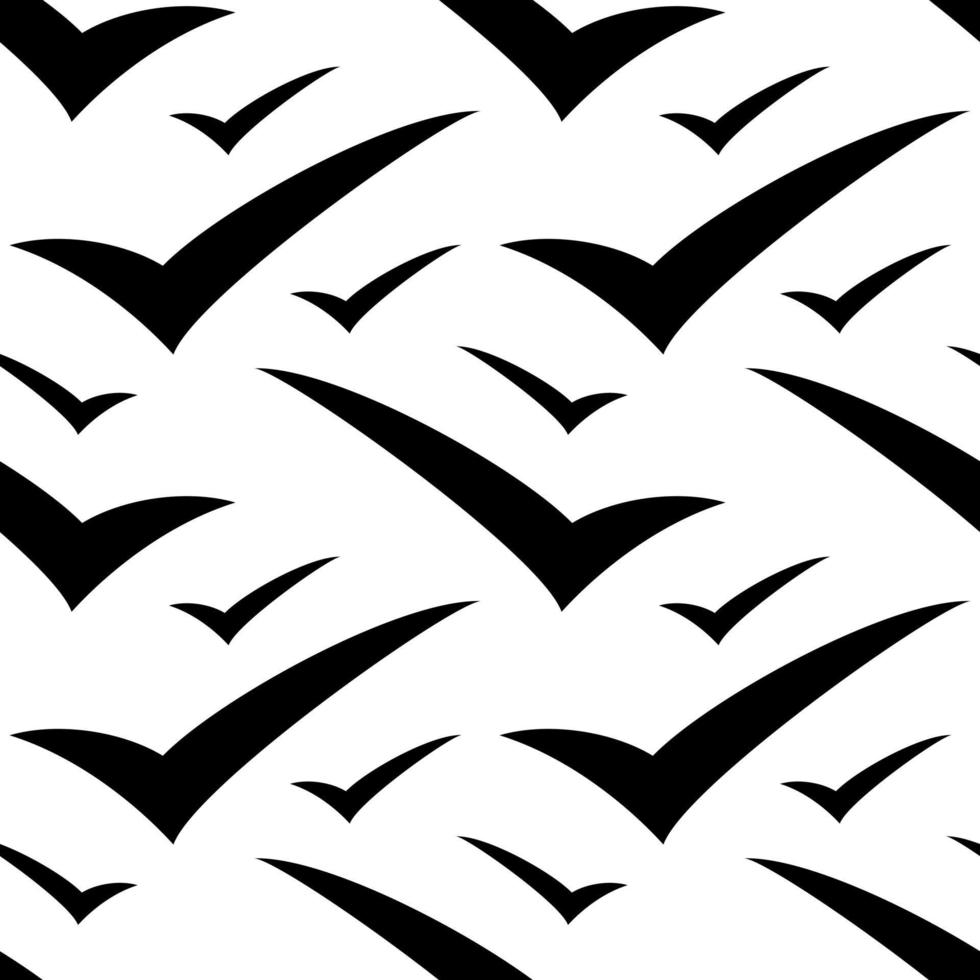 pássaros gaivotas estilizadas - plano de fundo transparente. marcas de verificação - ilustração em preto e branco para tecido vetor