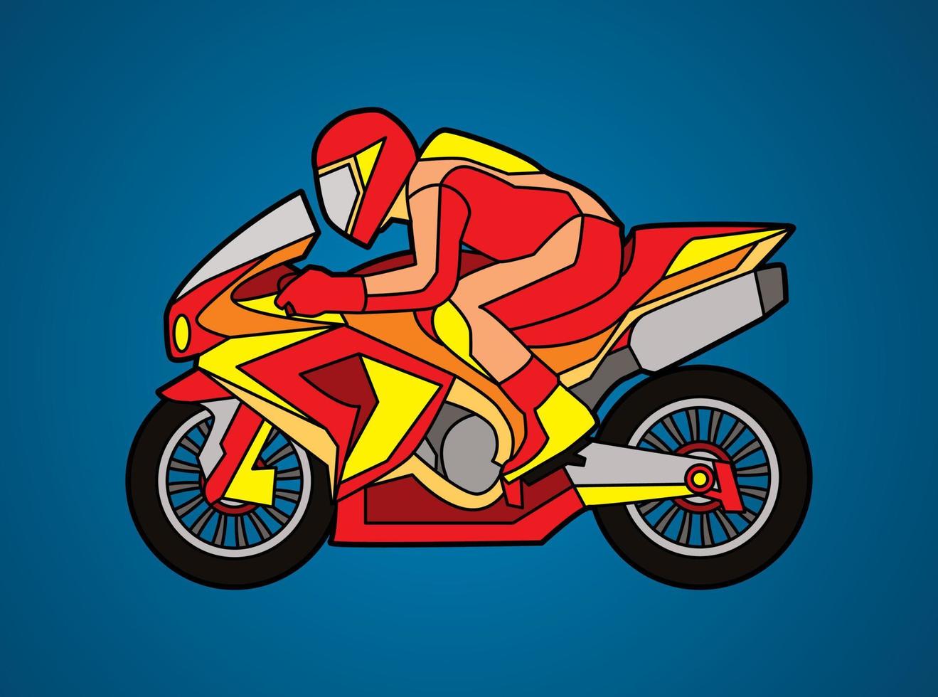 ação de corrida de motocicleta dos desenhos animados vetor