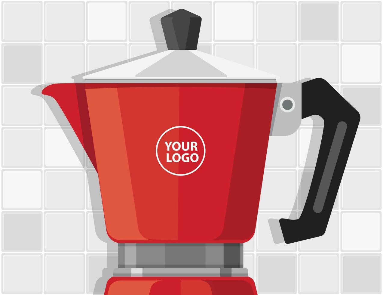 bule moka vermelha, cafeteira italiana vermelha ou bule moka, máquina de café expresso vetor