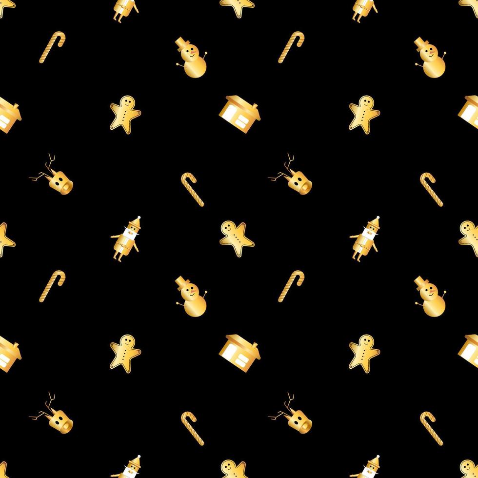 padrão de objeto de natal de canto arredondado criado em gradiente de ouro, padrão de repetição de natal de gradiente de ouro premium. vetor