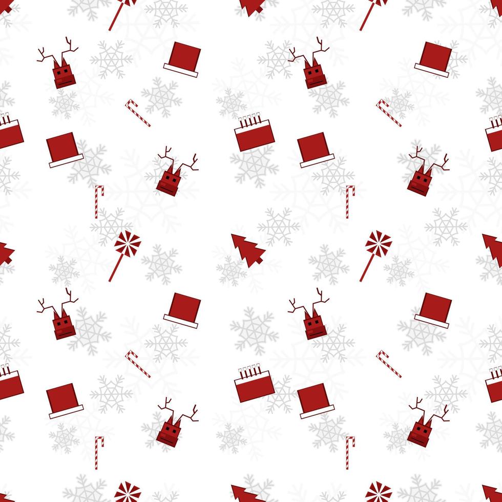 padrão de repetição de vetor de silhueta de objeto de Natal vermelho criado no fundo branco, padrão de repetição de objeto de Natal de arestas afiadas.