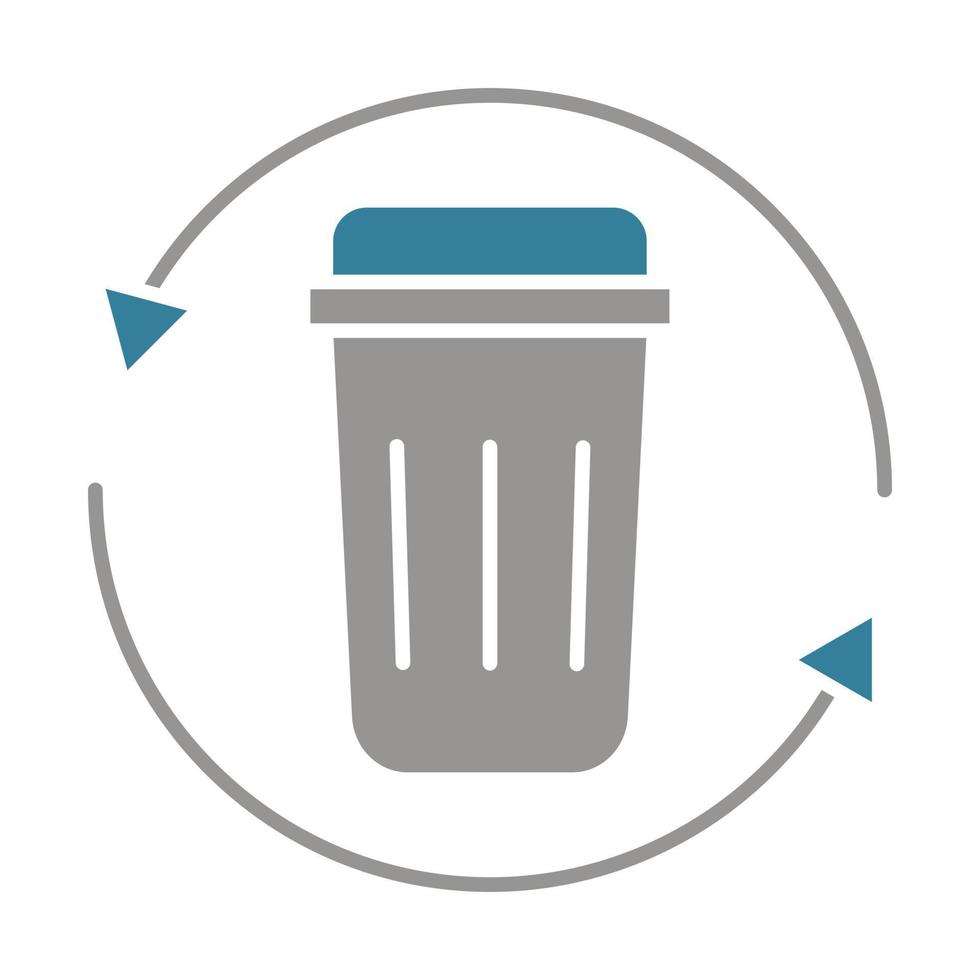 ícone de duas cores de reciclagem de lixo vetor