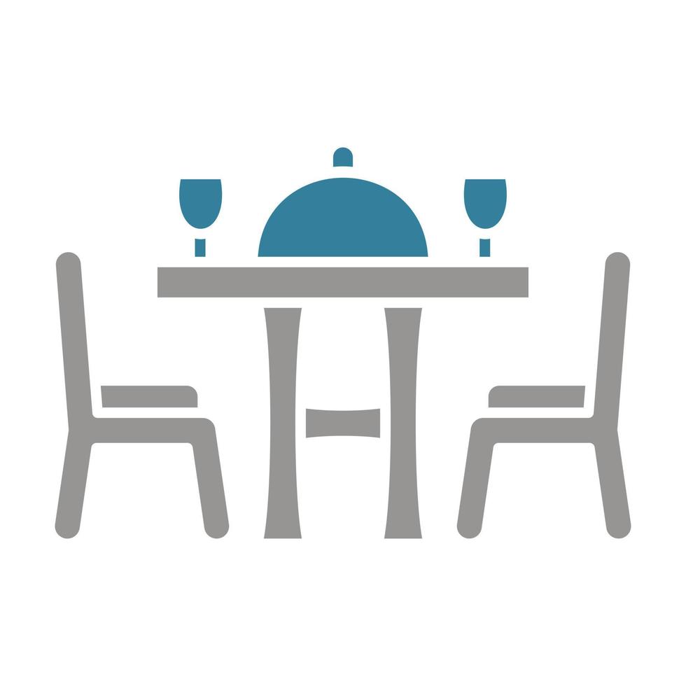 ícone de glifo de duas cores da mesa de jantar vetor