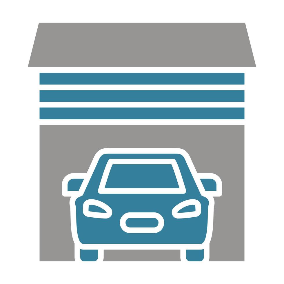 ícone de duas cores de glifo de garagem de carro vetor