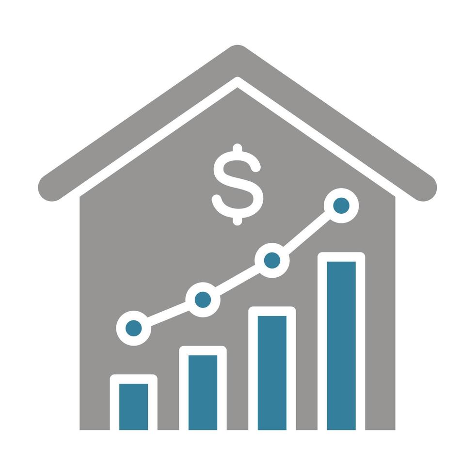 aumento do preço da casa ícone de glifo de duas cores vetor