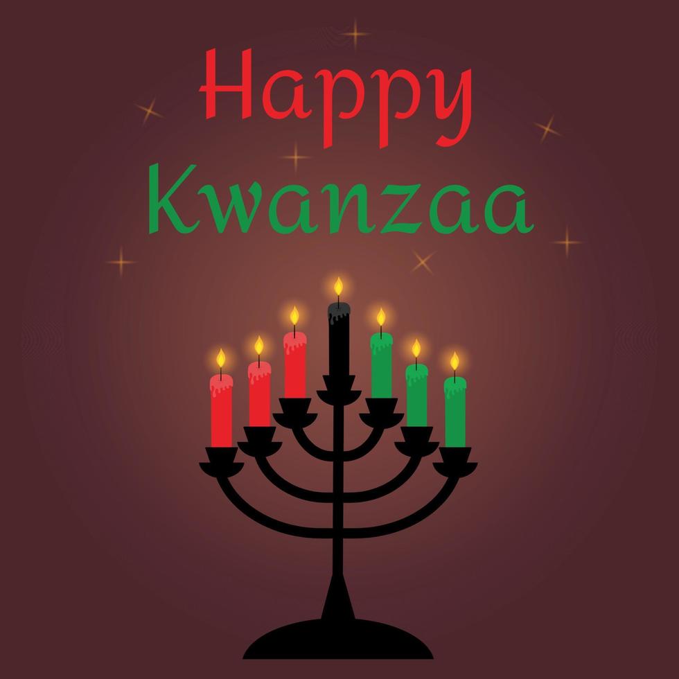 feliz kwanzaa cartão com sete velas em um castiçal. feriado de cultura africana e afro-americana. vetor