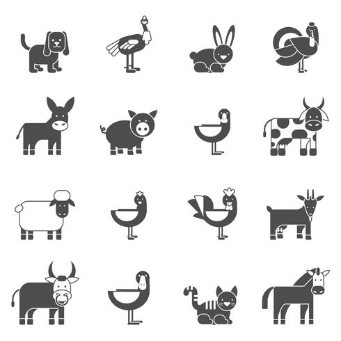 Conjunto de ícones de animais domésticos vetor