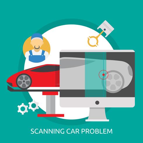 Scanning Car Problem Ilustração conceitual Design vetor