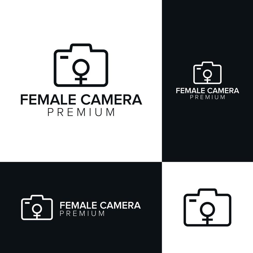 modelo de vetor de ícone de logotipo de câmera feminina
