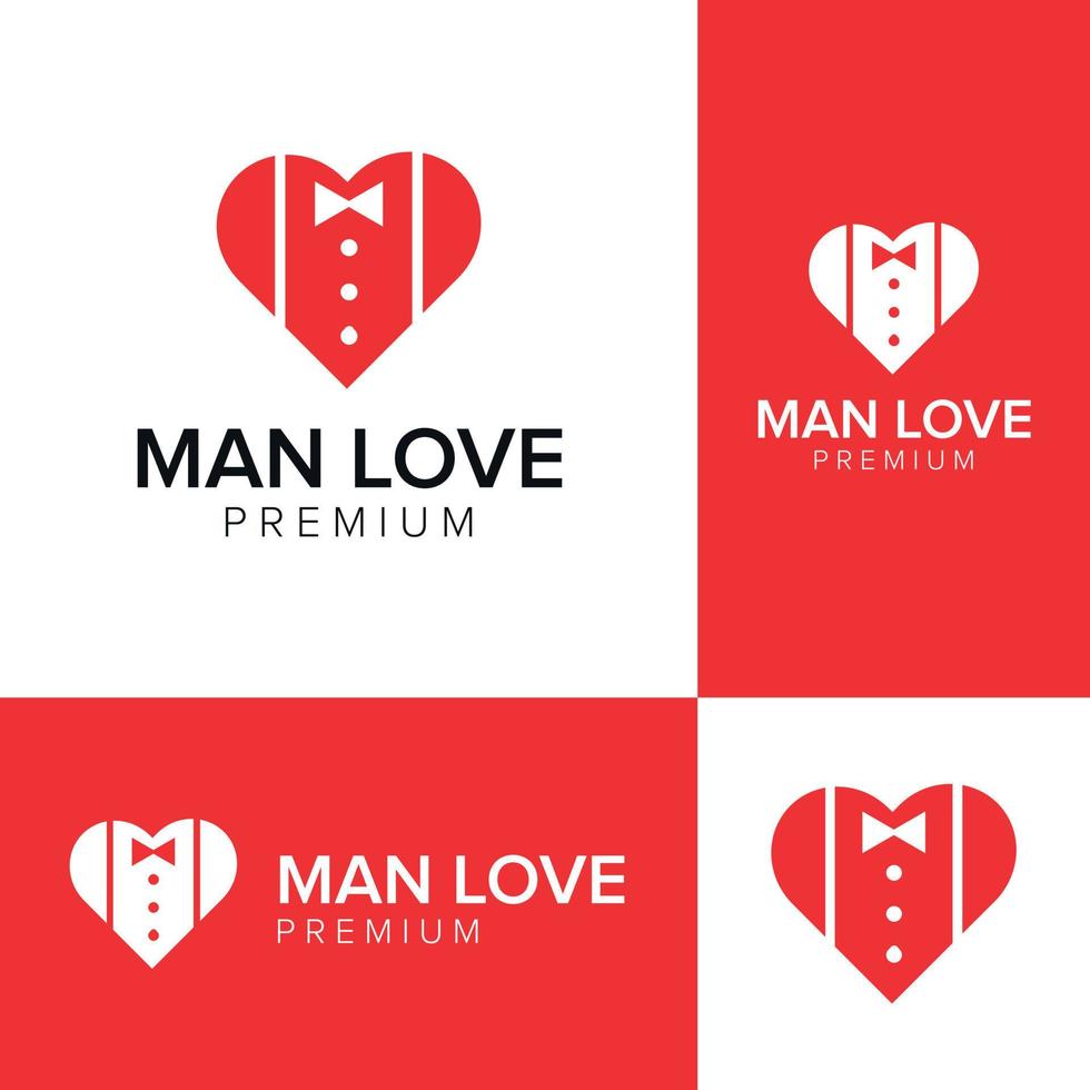 modelo de vetor de ícone de logotipo de amor homem