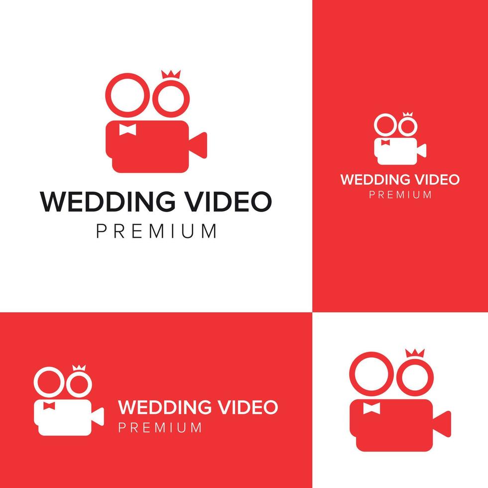 modelo de vetor de ícone de logotipo de vídeo de casamento