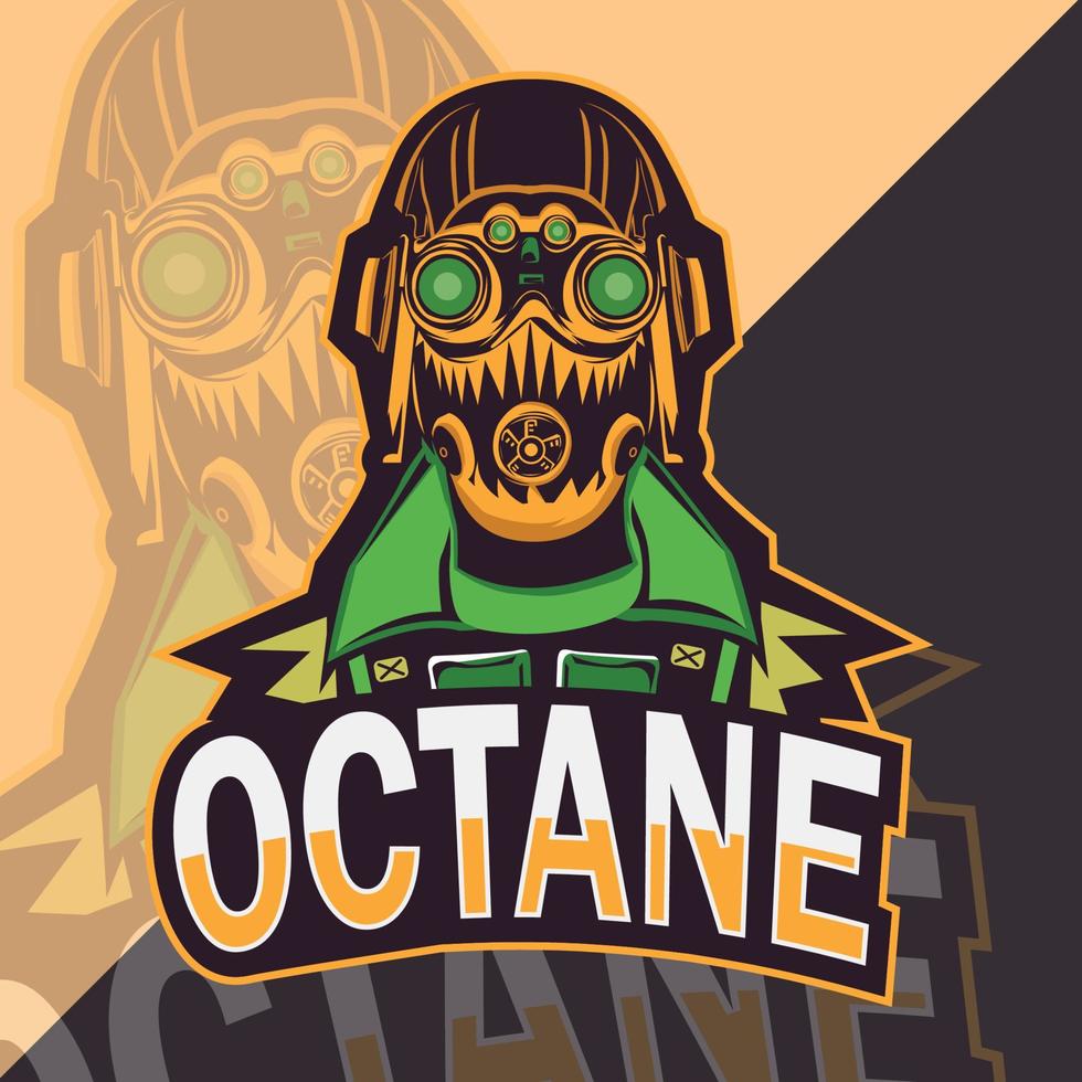 logotipo do mascote octano, esporte, logotipo esport, equipe de design vetor