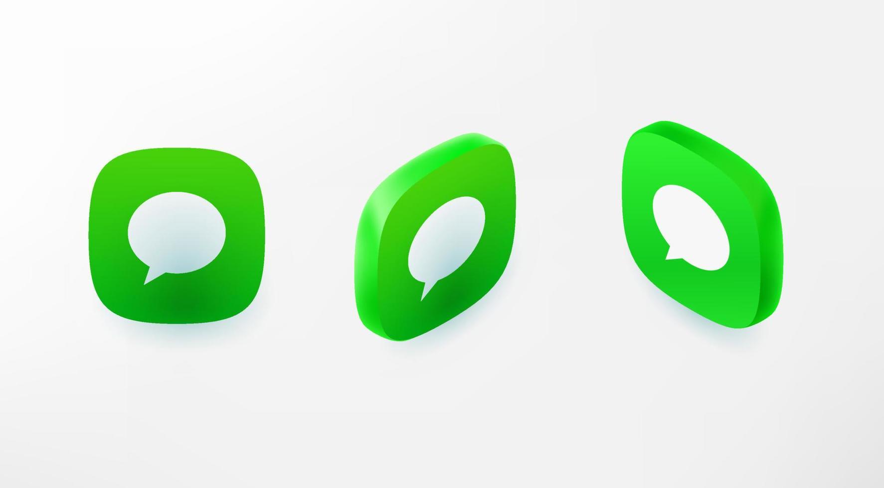 ícones de balões de fala definidos em perspectiva. ícones de aplicativos de estilo 3d vetorial vetor