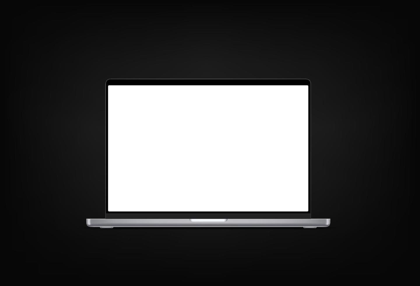 maquete 3d moderno do vetor do computador portátil isolado no fundo preto. ilustração detalhada fotoreal do vetor