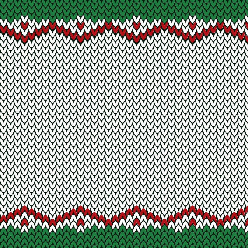 textura de malha para o padrão de Natal e ano novo nas cores verdes, vermelhas e brancas. modelo de convite ou design de cartão, web ou impressão. padrão de malha realista. vetor