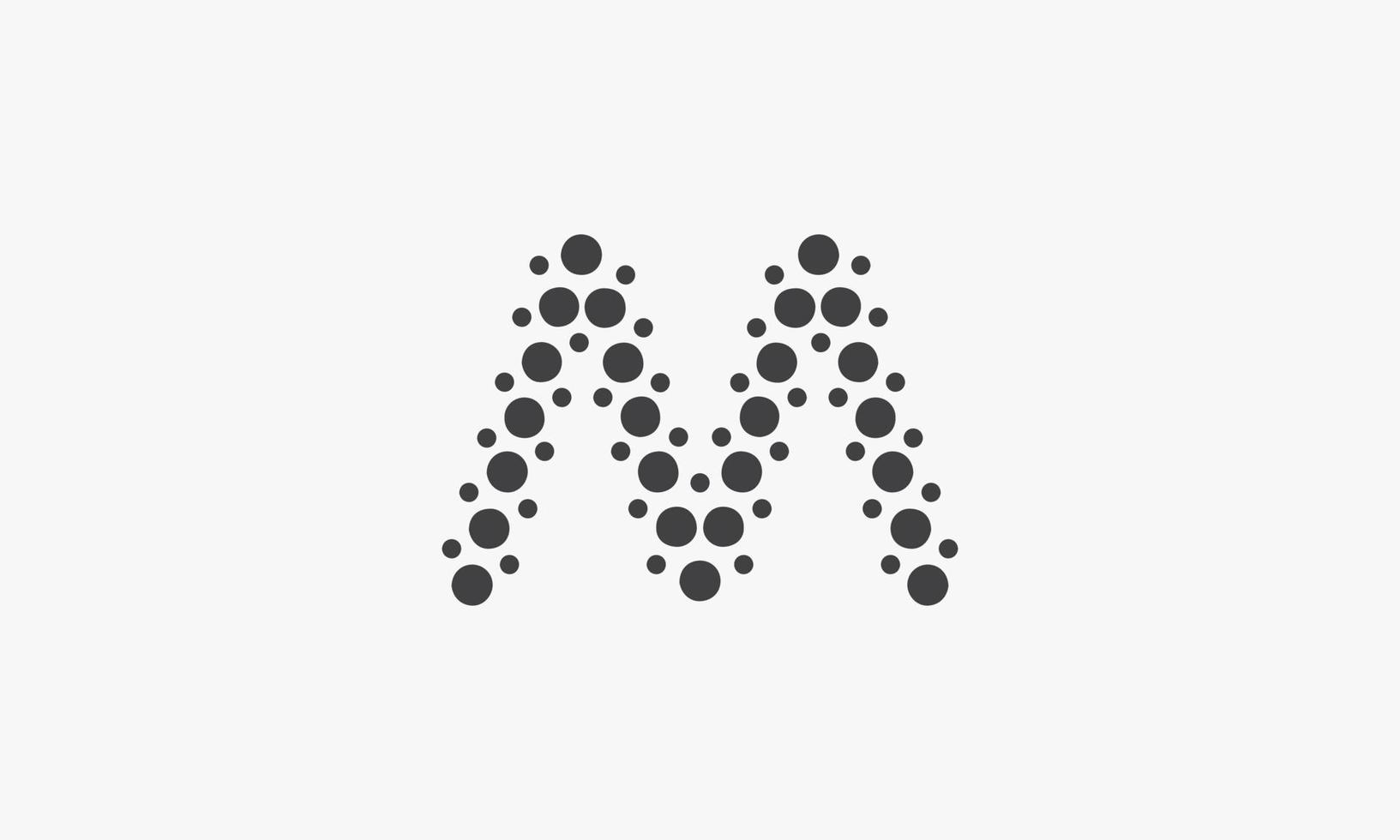 letra m logotipo pontilhado conceito isolado no fundo branco. vetor