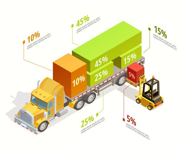 Modelo isométrico de infográfico de logística vetor