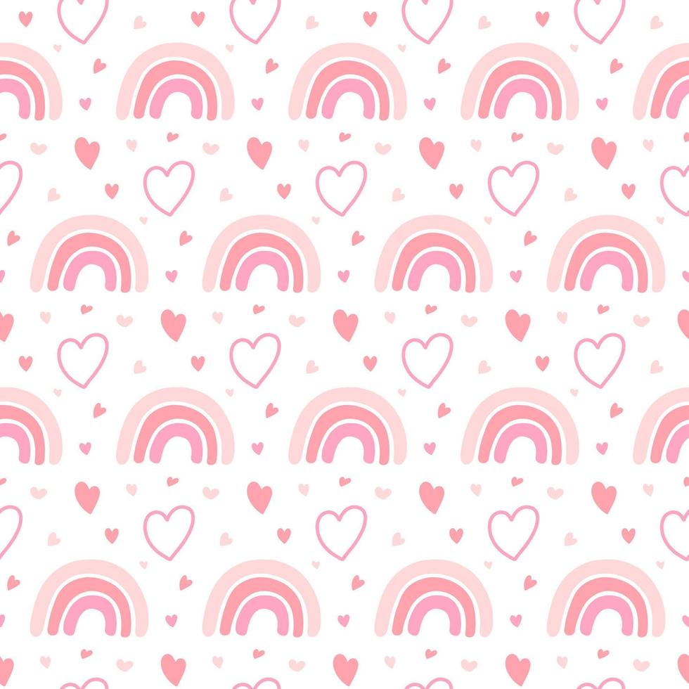 Projeto de padrão sem emenda de vetor de arco-íris de amor rosa fofo