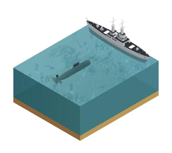 Composição militar dos barcos 3d vetor