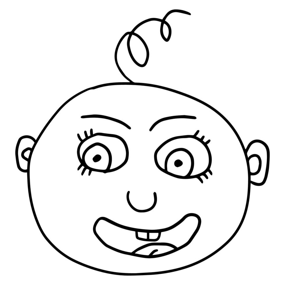 cartoon desenhado à mão doodle rosto feliz de menina vetor