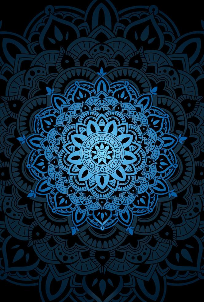 ilustração da arte da mandala com luz azul vetor