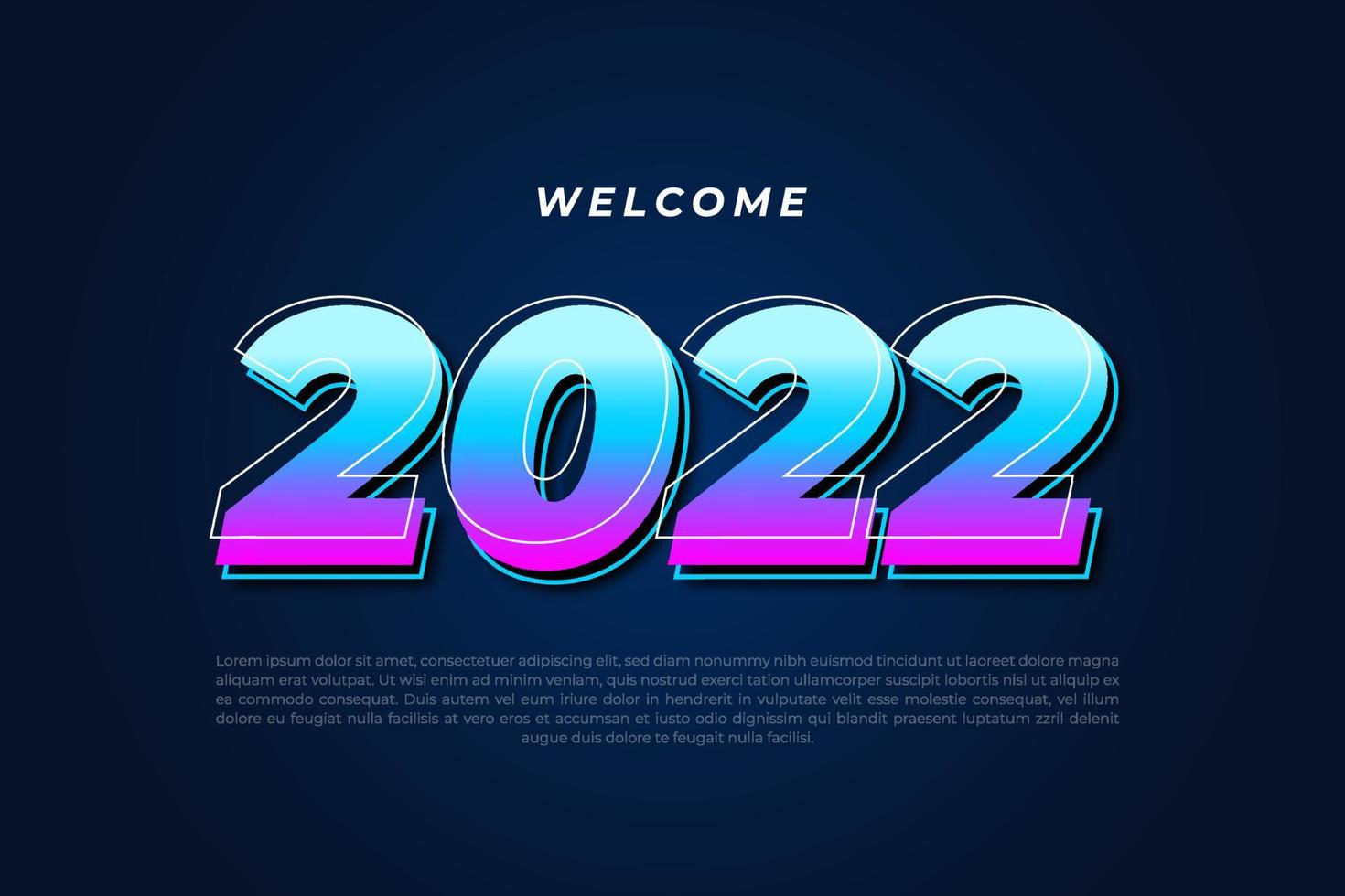 efeito de texto editável, bem-vindo 2022 com cor gradiente. ilustração vetorial vetor