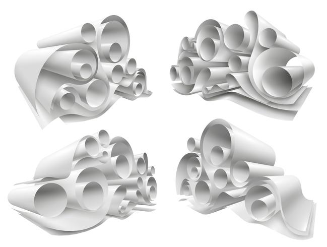 Conjunto de maquete de rolos de papel 3D vetor