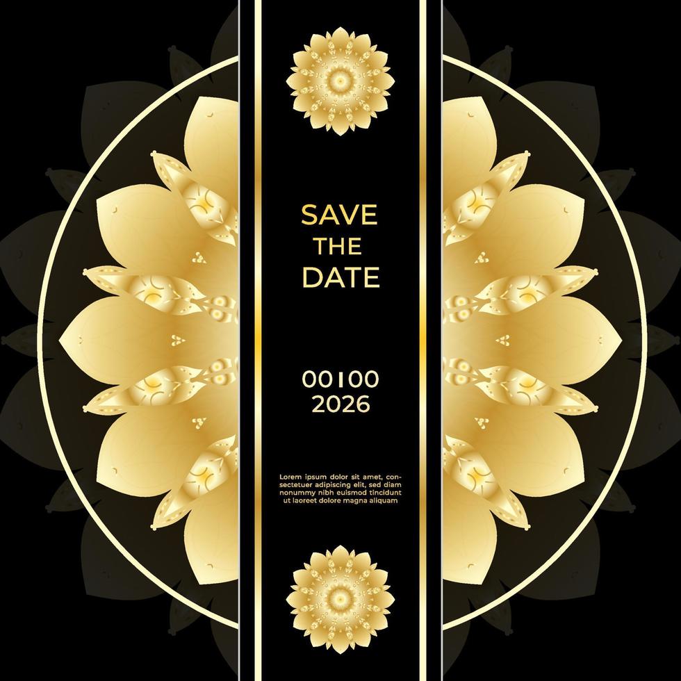 design de modelo de cartão de convite delicado com flor de mandala. vetor