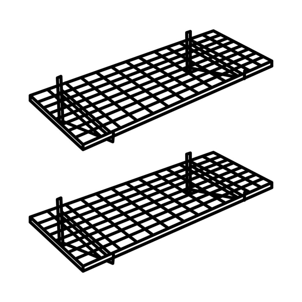 ícone montado na parede do rack de armazenamento da garagem. doodle desenhado à mão ou estilo de ícone de contorno vetor