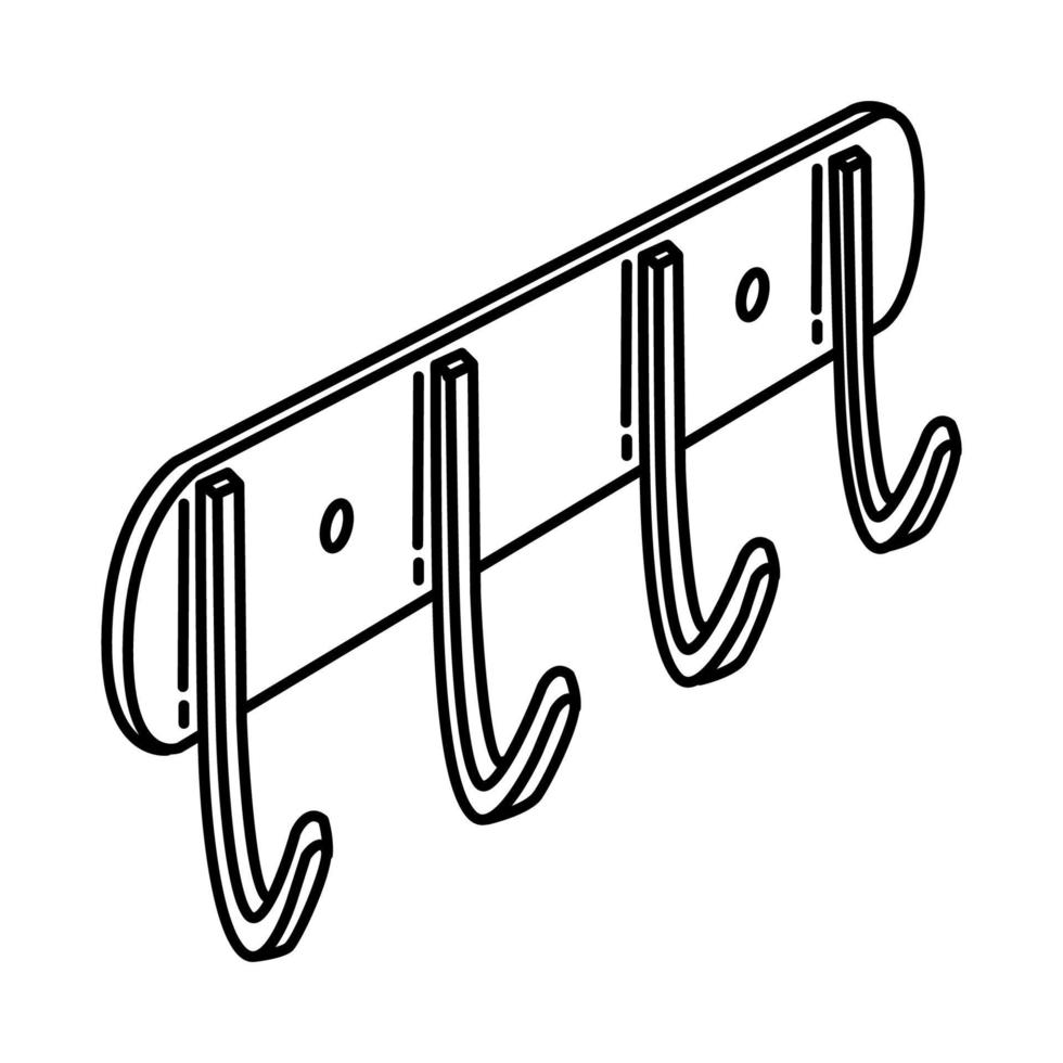 ícone de cabides de parede. doodle desenhado à mão ou estilo de ícone de contorno vetor