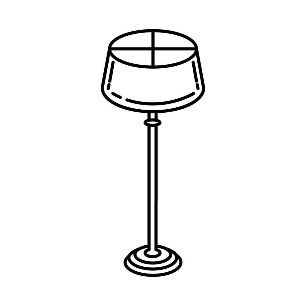 ícone de lâmpada de canto em pé. doodle desenhado à mão ou estilo de ícone de contorno vetor