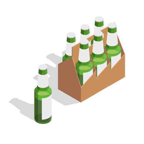 Composição isométrica de embalagem de cerveja vetor