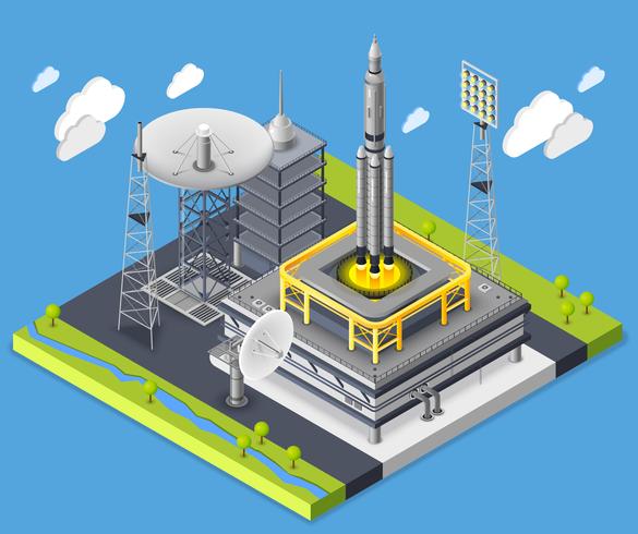 Composição isométrica de foguete vetor