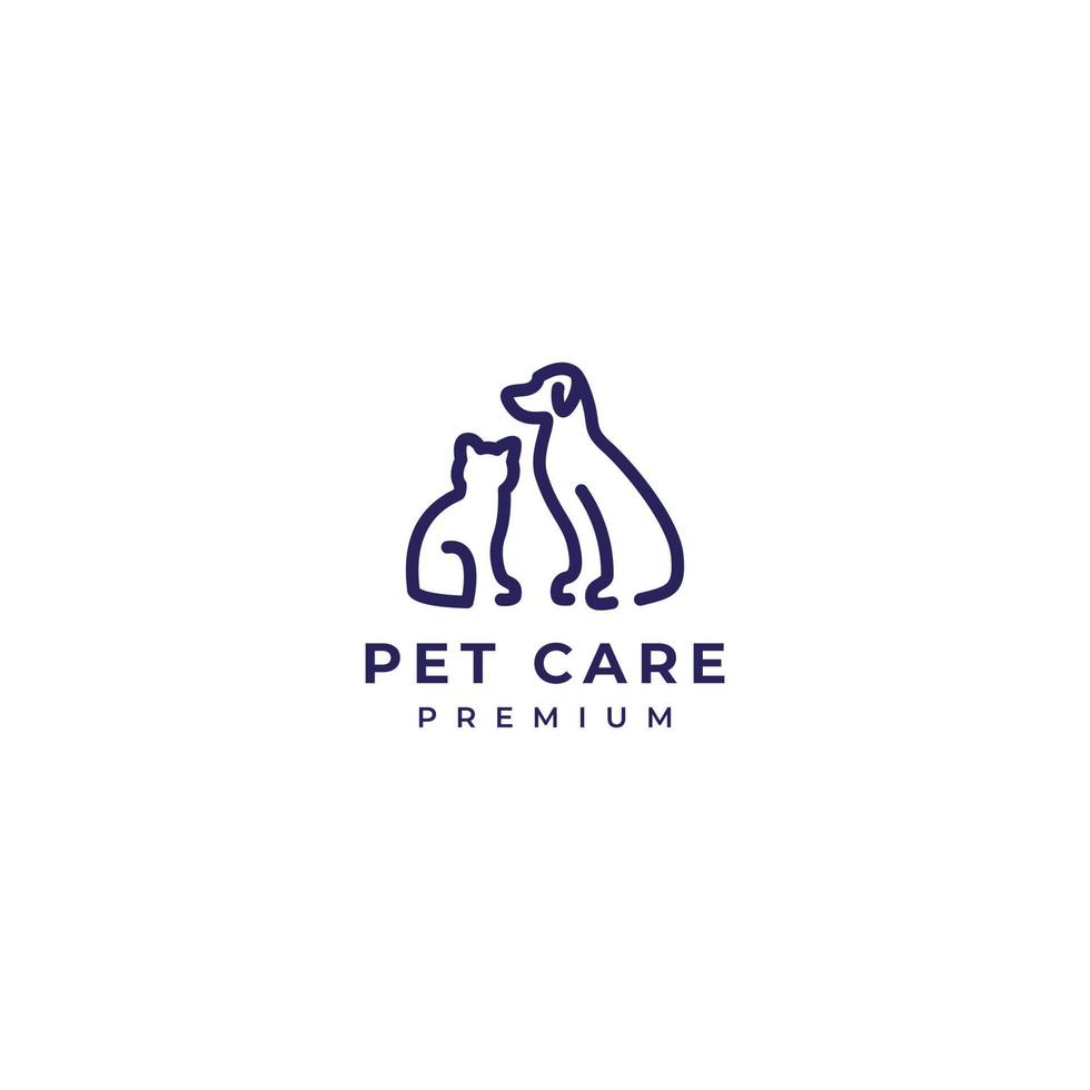 cão gato cuidados com animais de estimação contorno linha arte ícone de vetor logotipo monoline