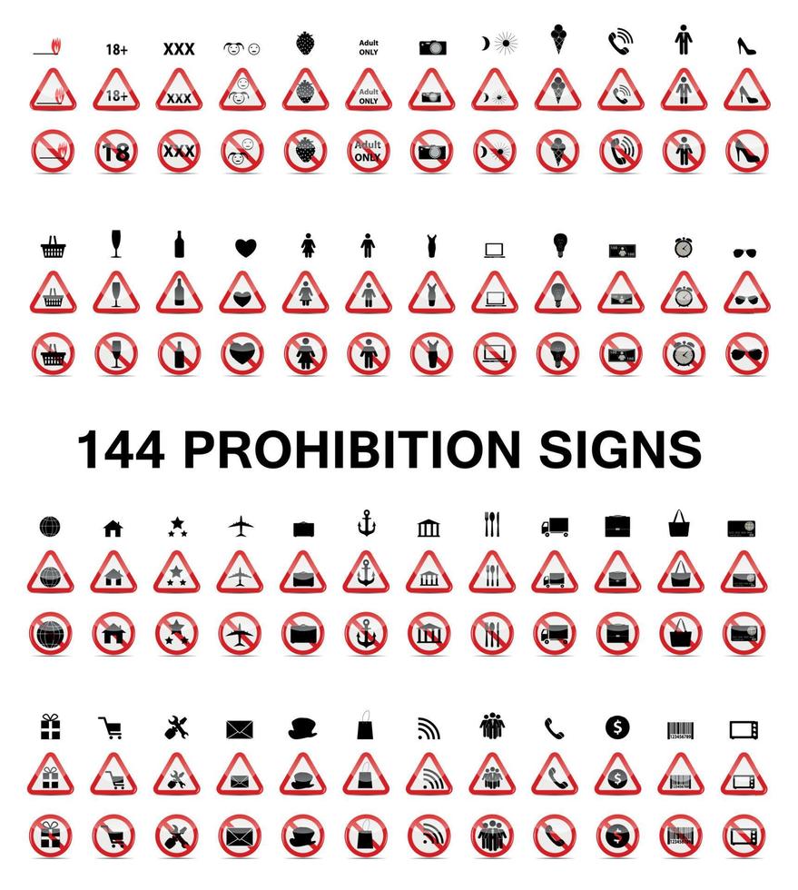 conjunto de sinais de proibição. ilustração vetorial vetor