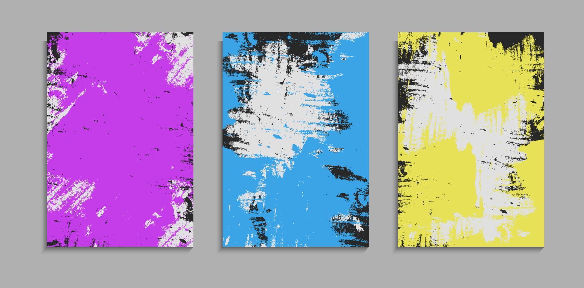 conjunto de design de fundo abstrato colorido grunge respingo de tinta, pode ser usado para banner, cartaz, moldura ou capa vetor
