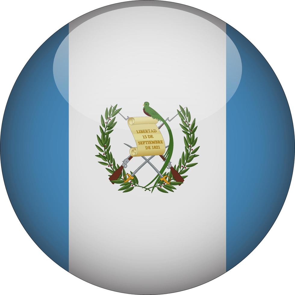 guatemala ilustração 3D do ícone do botão da bandeira nacional arredondada vetor