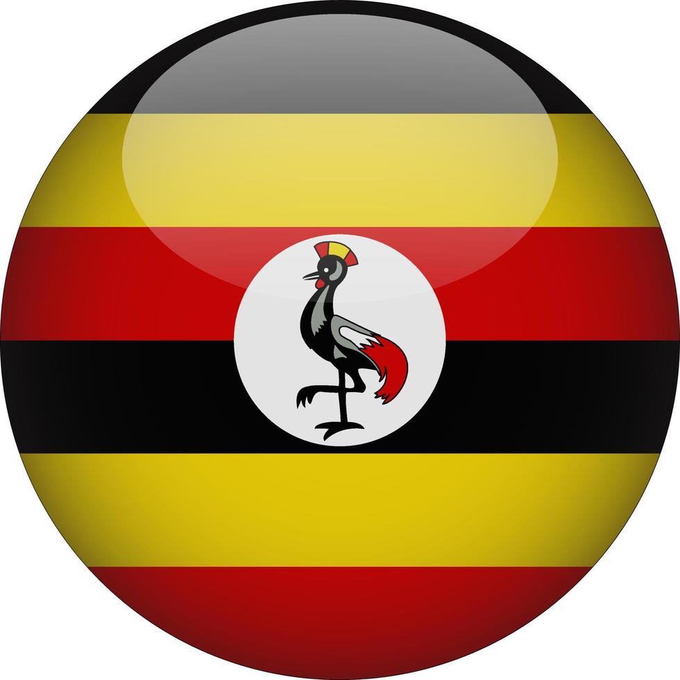 ícone do botão da bandeira nacional arredondada 3d uganda vetor