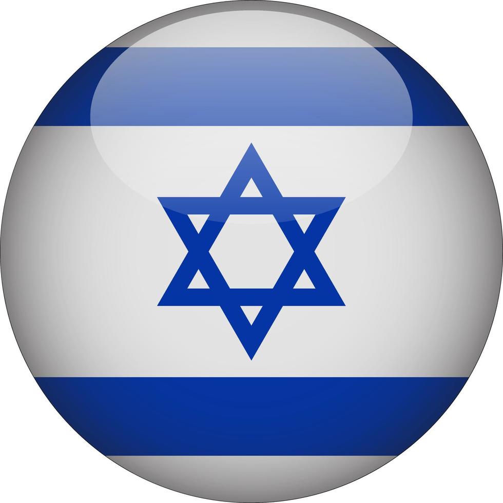 ilustração do ícone do botão da bandeira nacional arredondada israel 3d vetor